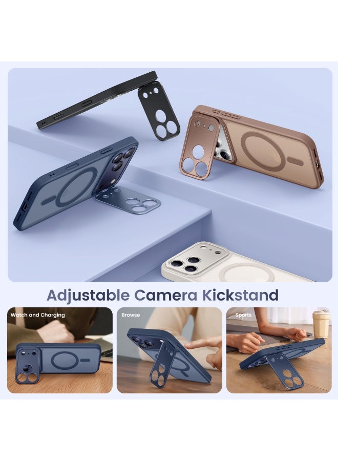 GolbinBox for iPhone 17 Pro Max Case with Stand,Compatible with MagSafe,[Camera Control][Military Drop Protection] Shockproof Slim Translucent Matte Phone Cover for iPhone 17 Pro Max 6.9",Navy Blue - Image 3